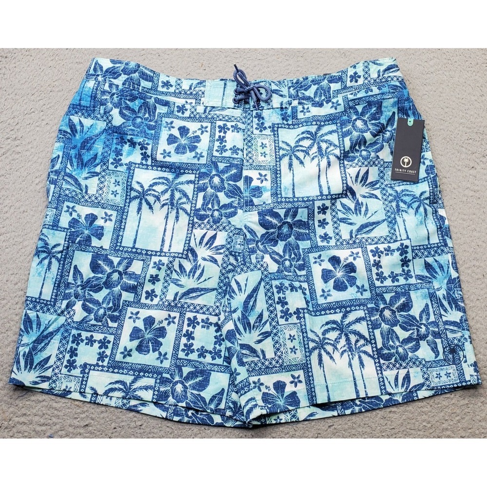 Trinity Coast Swim Trunk Shorts Men XXL Multi Floral Mesh Liner Quick Dry UPF 50